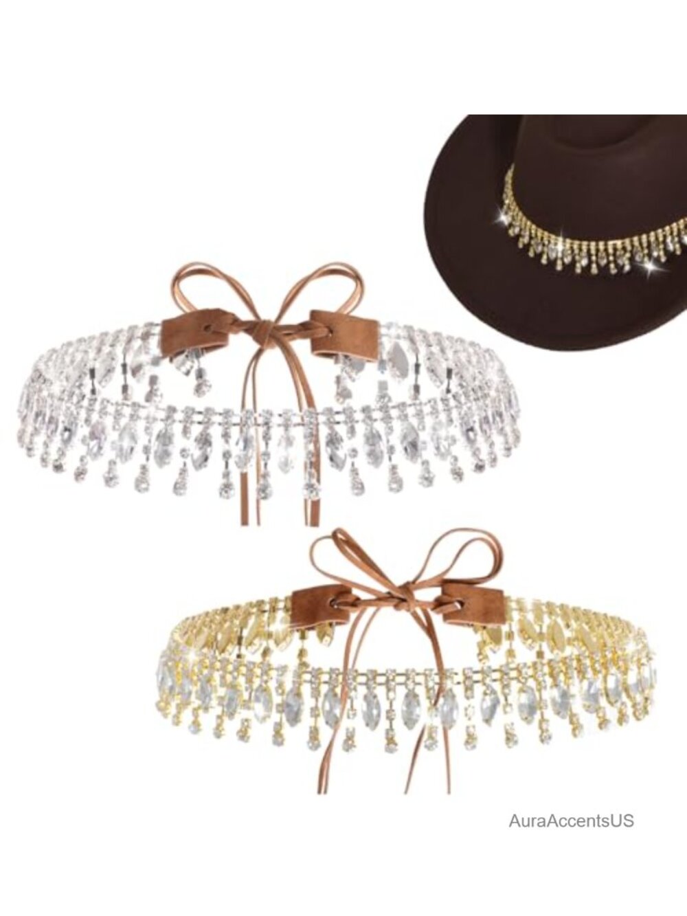 Rhinestone Hat Belt Western Cowgirl Accessory Adjustable